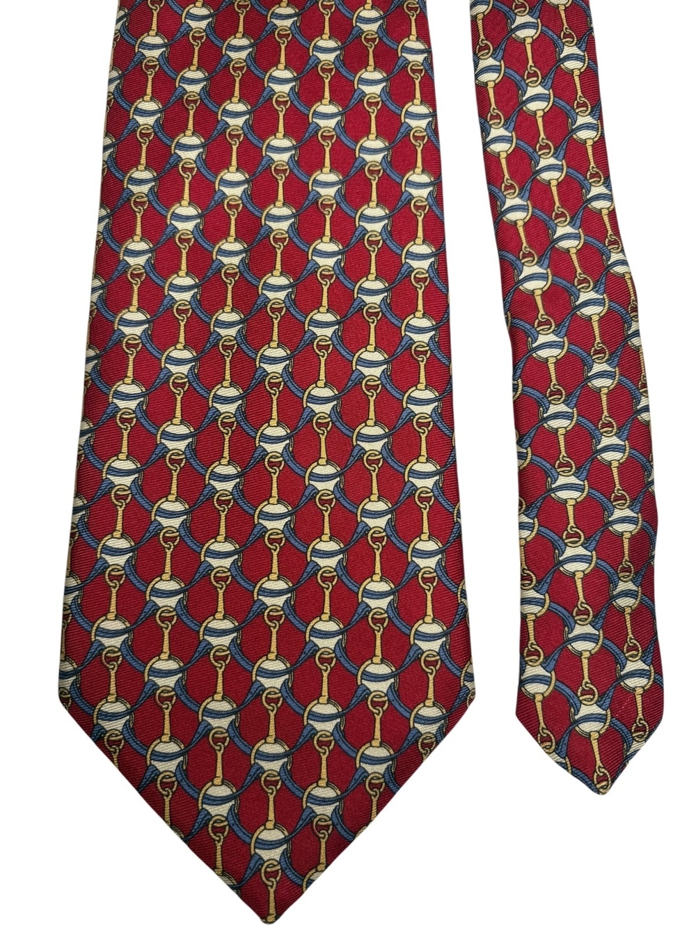 Brooks Brothers Makers Silk Red Equestrian Bit Handmade in USA Tie